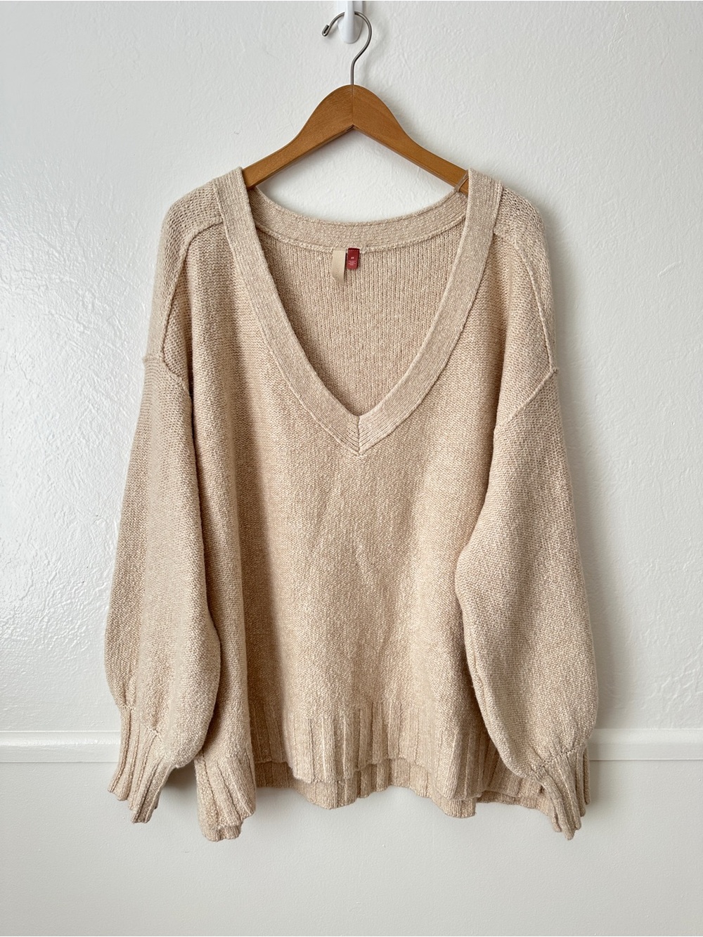 Pilcro Anthropologie Knitted V Neck Cream Sweater 2X